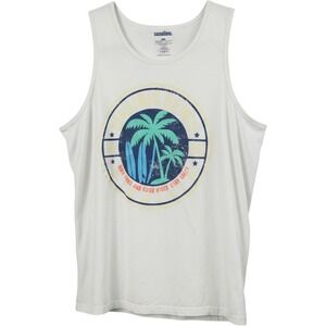 Sunsations Tank Top Virginia Beach Graphic Surf Palm Tree Size M White Mens